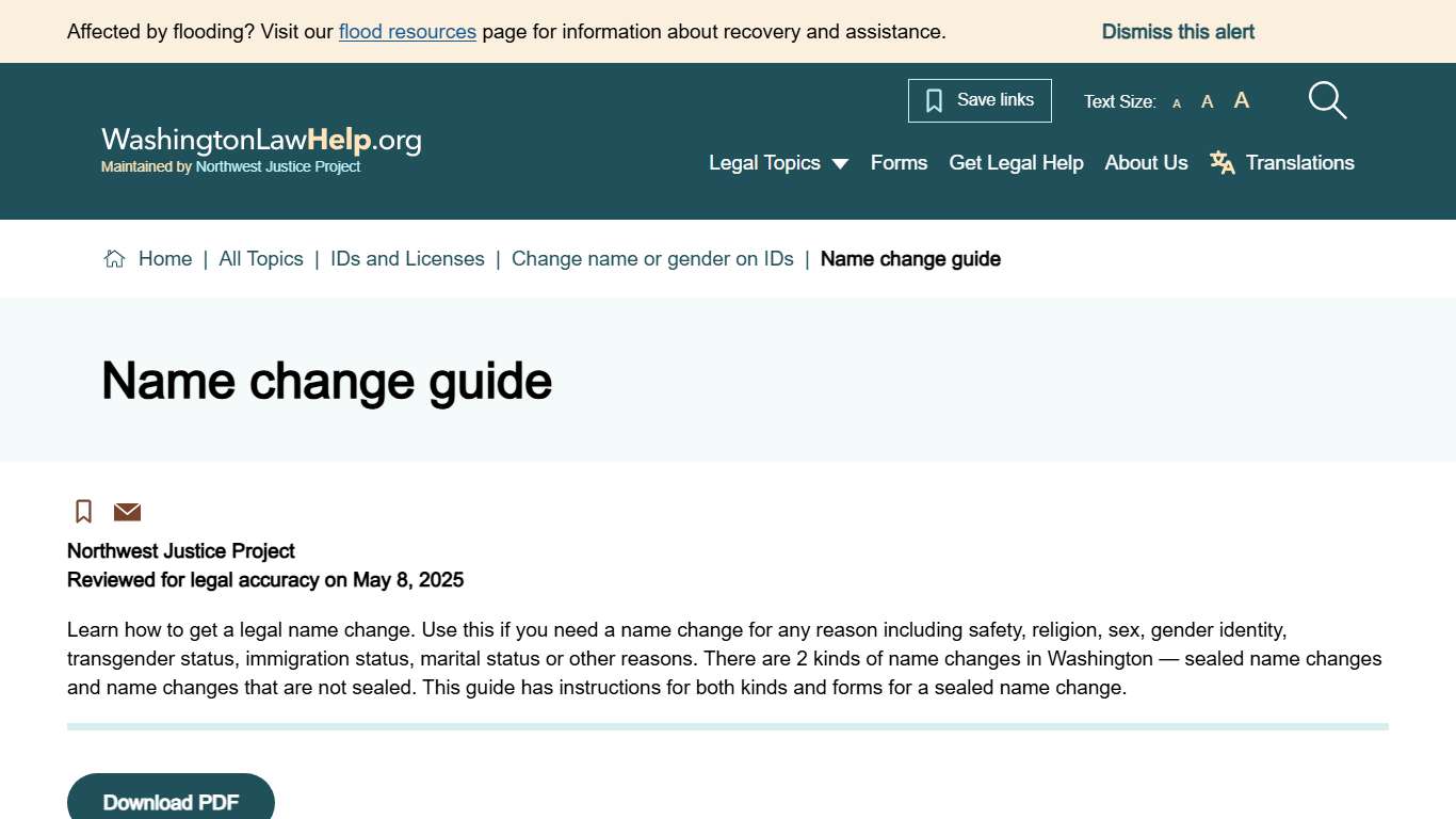 Name change guide Washington Law Help
