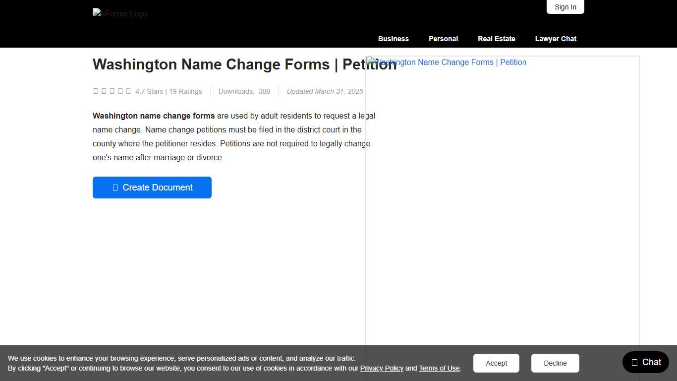 Free Washington Name Change Forms - PDF – eForms